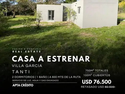 Venta Casa de 2 Dormitorios A Estrenar En Barrio Villa García - Tanti