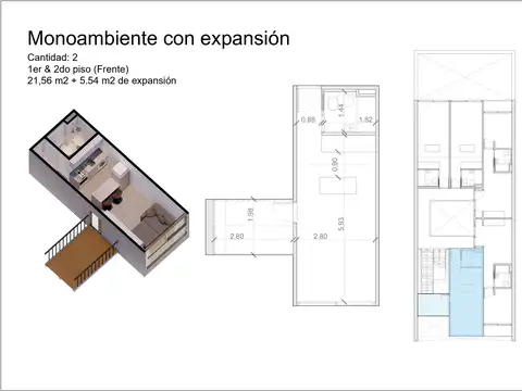 Departamento Monoambiente con 1 baño