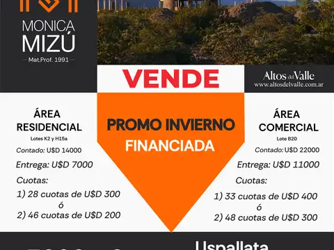 Terreno en Venta en Uspallata, USD 22.000