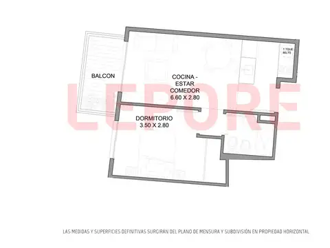 Departamento 2 ambientes con 1 baño