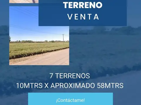 Terreno en Venta 10  mts Frente