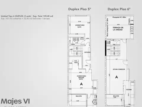 Departamento 3 ambientes con 2 baños