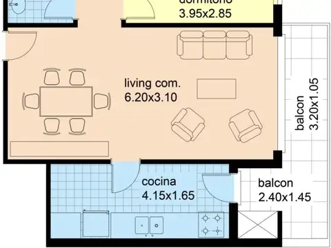 Departamento en Alquiler de 1 dormitorio