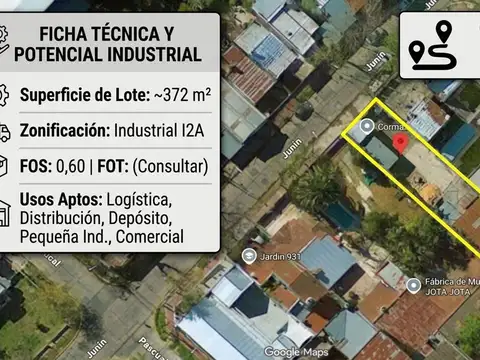 LOTE INDUSTRIAL EN VENTA 372 m², EN SAN FERNANDO