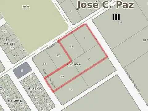 Importante fracción en venta en Jose C paz.
