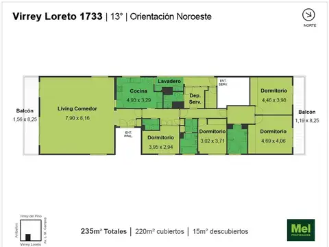 Virrey Loreto 1700, Piso 13