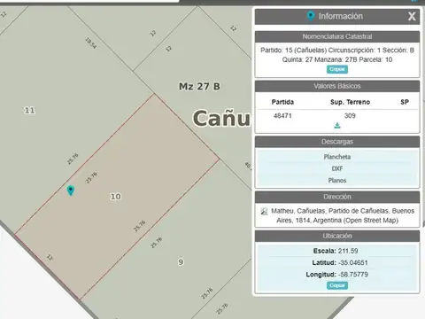 Terreno en Venta en Cañuelas, USD 50.000