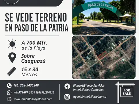Se Vende Terreno en Paso de La Patria