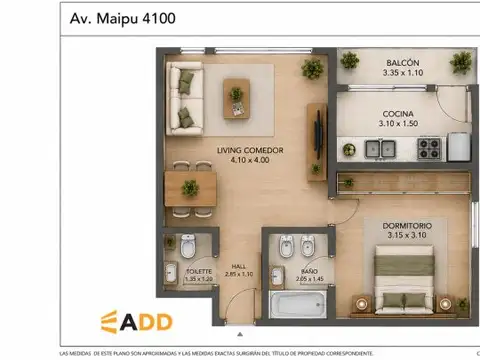 Departamento en Venta de 2 ambientes