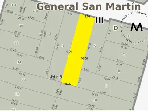 Terreno en Venta 40  mts Frente