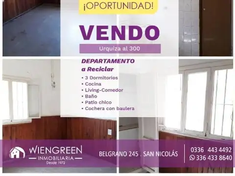 Departamento de 3 dormitorios en PB a Reciclar
