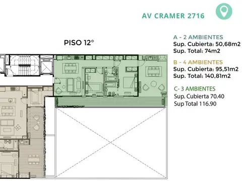 Venta departamento 3 ambientes en Belgrano
