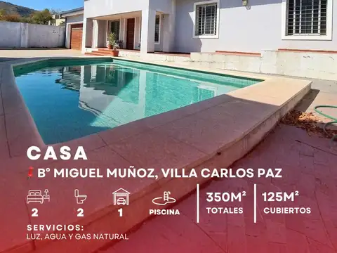 Venta Casa De 2 Dormitorios Con Pileta Y Calefacción Central En Miguel Muñoz, Villa Carlos Paz