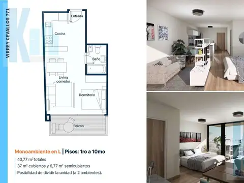 Departamento en Venta de Monoambiente