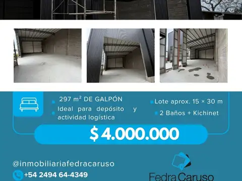 Galpón en alquiler en Pujol y Primera Junta – 297 m²