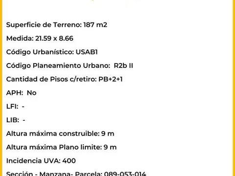 Terreno en  Villa Devoto