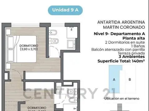 Departamento en Venta de 3 ambientes