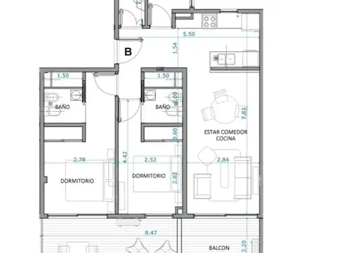 Departamento en Venta de 1 dormitorio