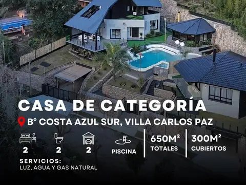 Venta Casa De Categoría de 2 Dormitorios Piscina Playa, Jacuzzi en Costa Azul Sur - Villa Carlos Paz
