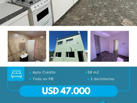 Departamento 2 ambientes en PB – Apto crédito – La Pampa al 500