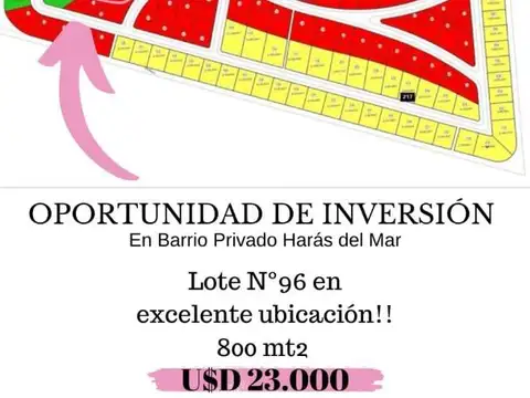 Terreno en Venta en Haras del Mar, USD 37.000