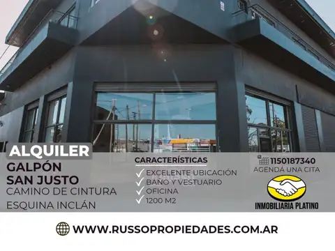 Alquiler galpon 1200 mtrs San Justo