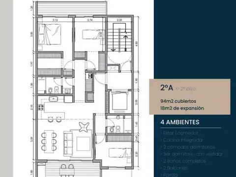 Departamento en Venta con 1 cocheras