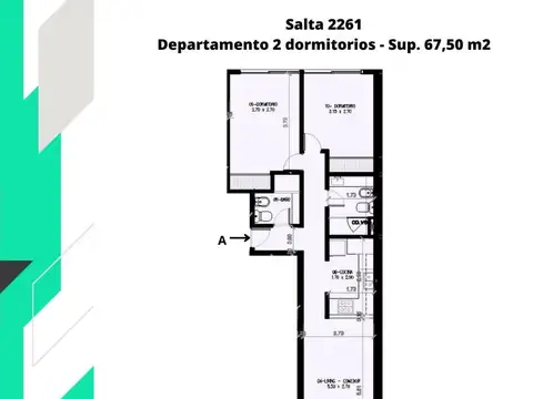 Departamento 2 ambientes con 1 baño