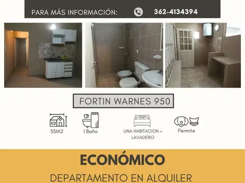 SE ALQUILA DEPARTAMENTO zona UNNE- económico