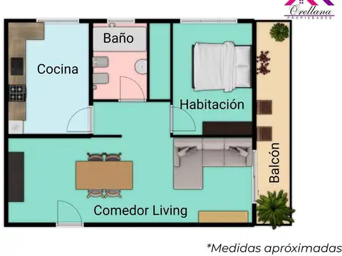 Departamento 2 ambientes con 1 baño