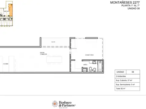 Departamento en Venta de 1 dormitorio