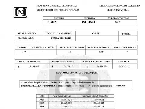Terreno en primera Linea con vista al mar.