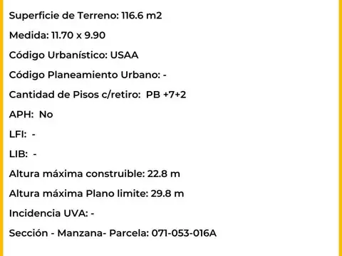 Terreno en Venta de 116,0 m2