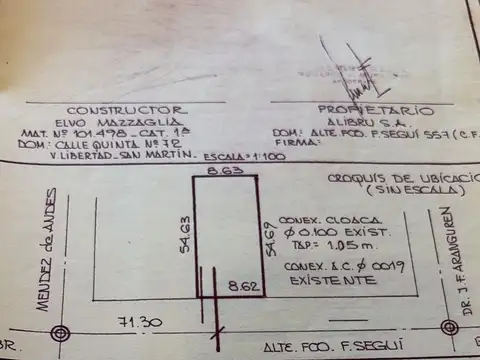 Terreno en Venta 8  mts Frente