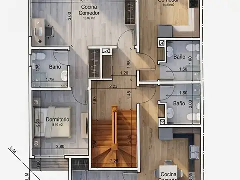 Departamento 2 ambientes con 1 baño