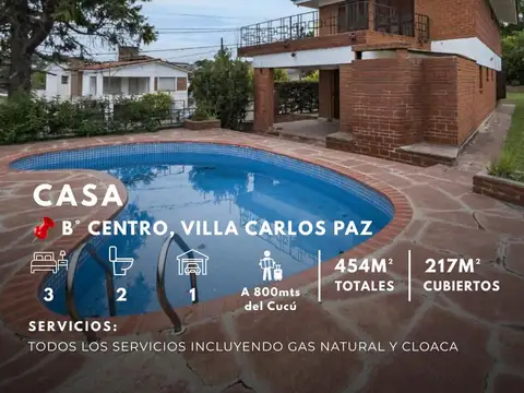 Venta Casa De 3 Dormitorios Y Pileta En Terreno De 454 Mts² En Centro De Villa Carlos Paz