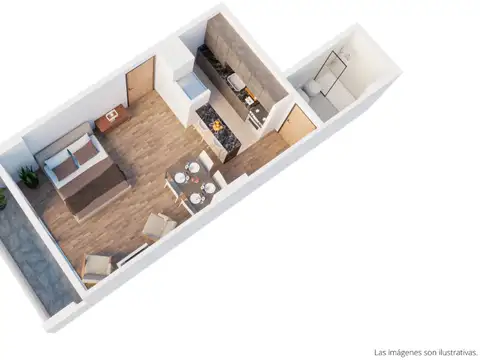 Departamento Monoambiente con 1 baño