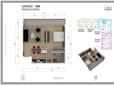 Campus Norte - Venezuela 4050 5º 502 Cedro