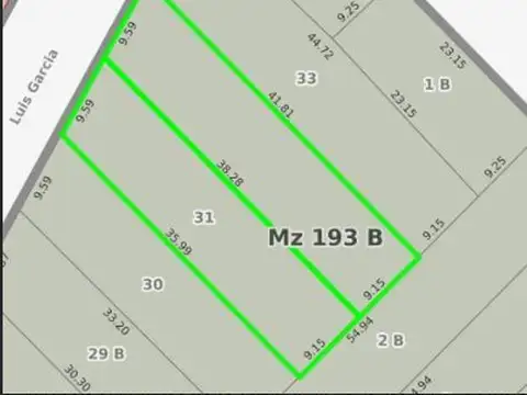 Terreno en Venta 19  mts Frente