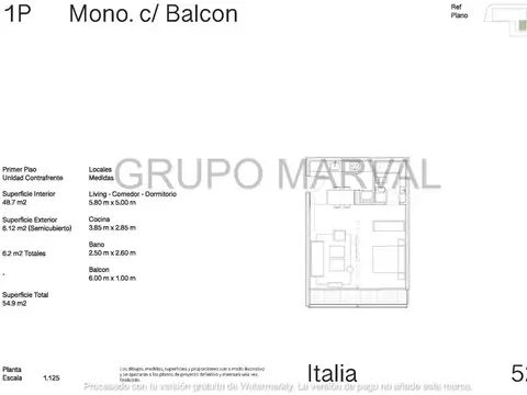 Departamento en Venta de Monoambiente