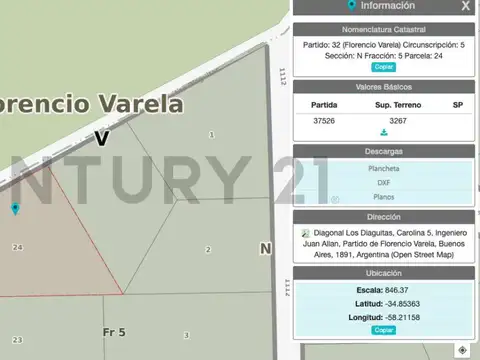 Terreno en Venta de 3267,0 m2