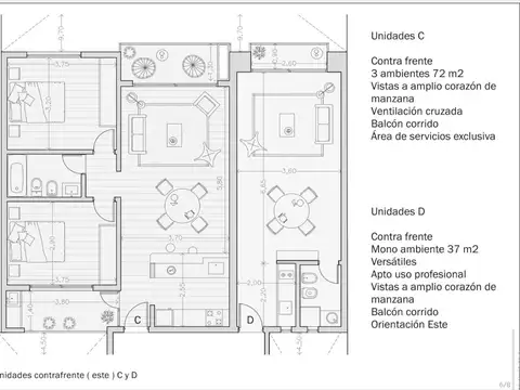 Departamento en Venta con 1 cocheras