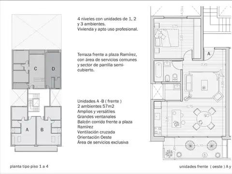 Departamento 3 ambientes con 1 baño