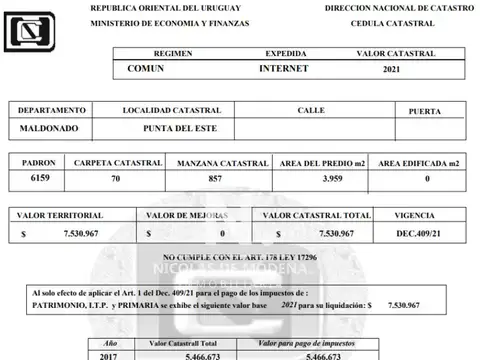Terreno en Venta en Golf, USD 235.800
