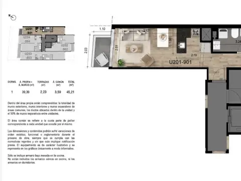 Departamento 2 ambientes con 1 baño
