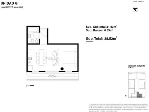 Monoambiente en venta en Park Bamboo La Lucila
