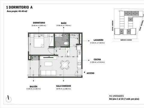 Departamento en Venta de Monoambiente