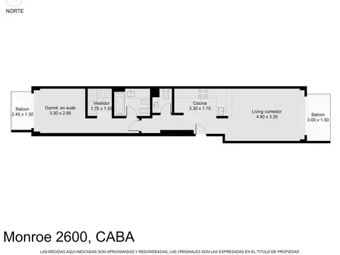 Departamento 2 ambientes con 2 baños