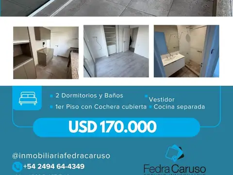 Departamento 2 ambientes con, balcón, vestidor, baño en suite, cochera y baulera – 25 de Mayo 840