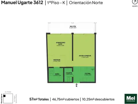 Manuel Ugarte 3600, Piso 1°